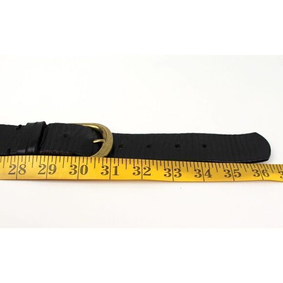 BDG BLACK GENUINE LEATHER 1.5"Wd DOUBLE BUCKLE CASUAL WOMEN'S BELT Sz S/M (C95 - Picture 8 of 10